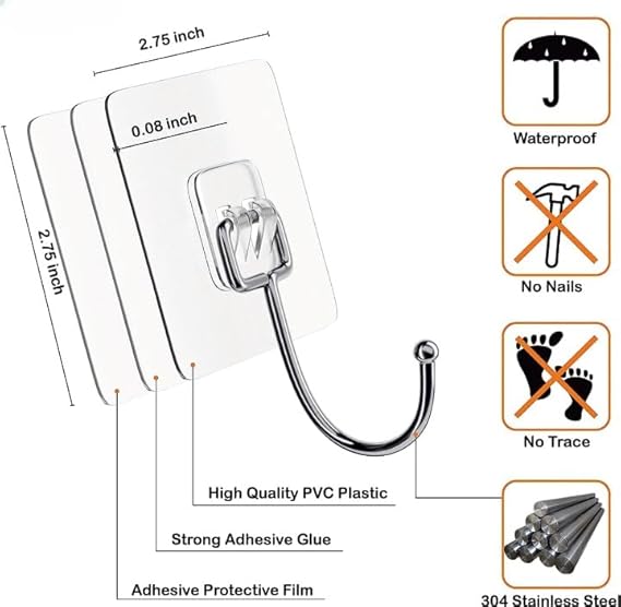 Transparent Large Hook Sticker