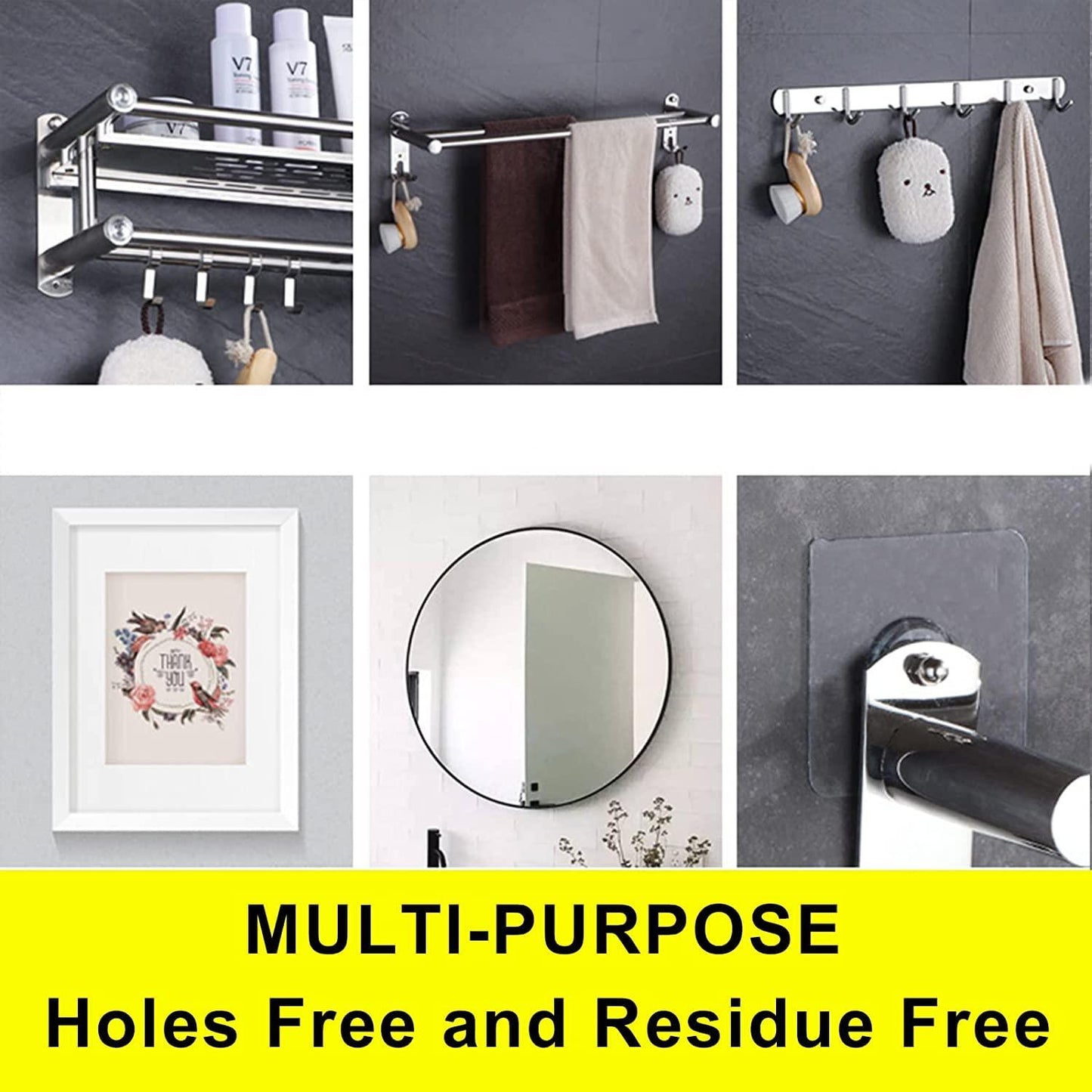 Self Adhesive Wall Hooks – Heavy Duty Stainless Steel (Pack of 10 & 20)
