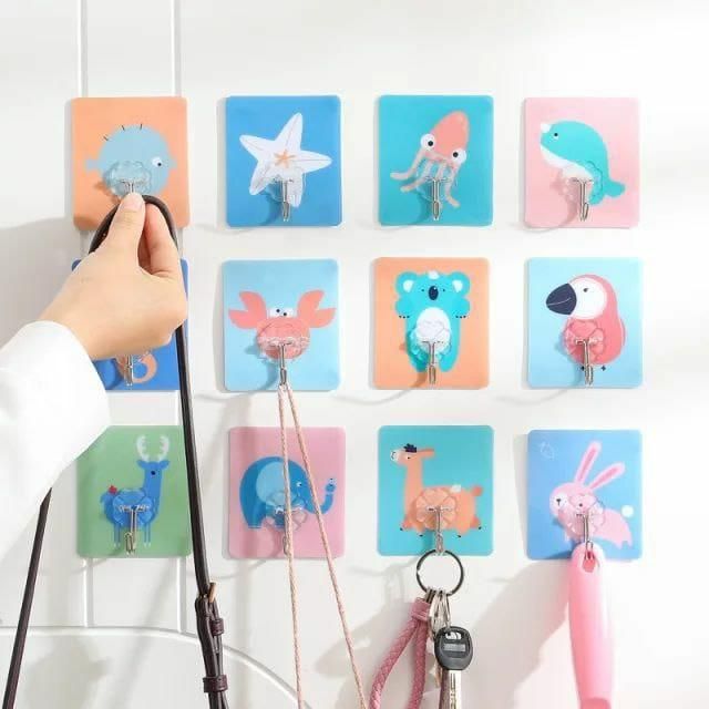 Hooks-Cartoons Strong Adhesive Wall Sticky Hooks(Pack of 6)