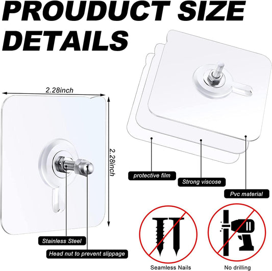 Self Adhesive Wall Hooks – Heavy Duty Stainless Steel (Pack of 10 & 20)