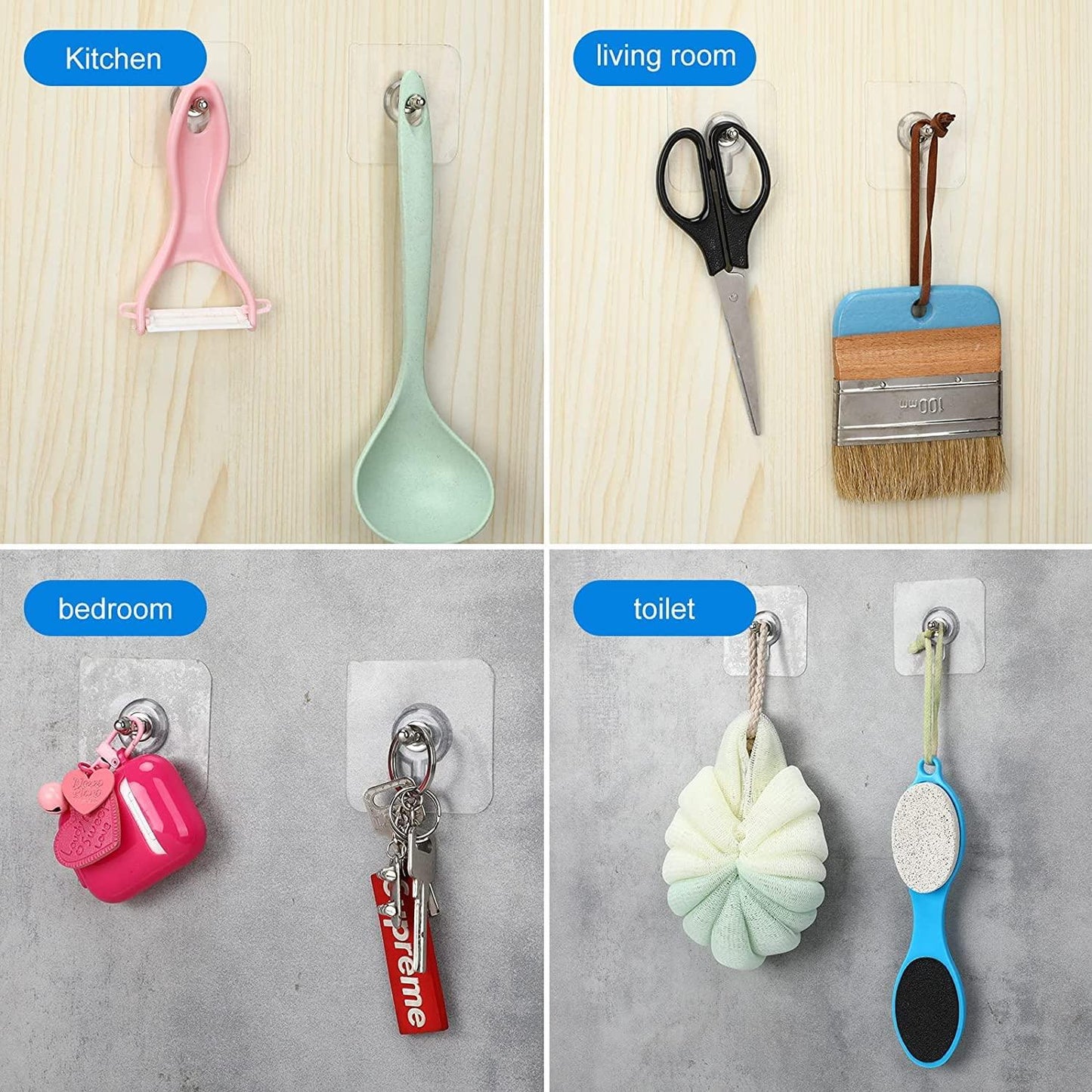 Self Adhesive Wall Hooks – Heavy Duty Stainless Steel (Pack of 10 & 20)