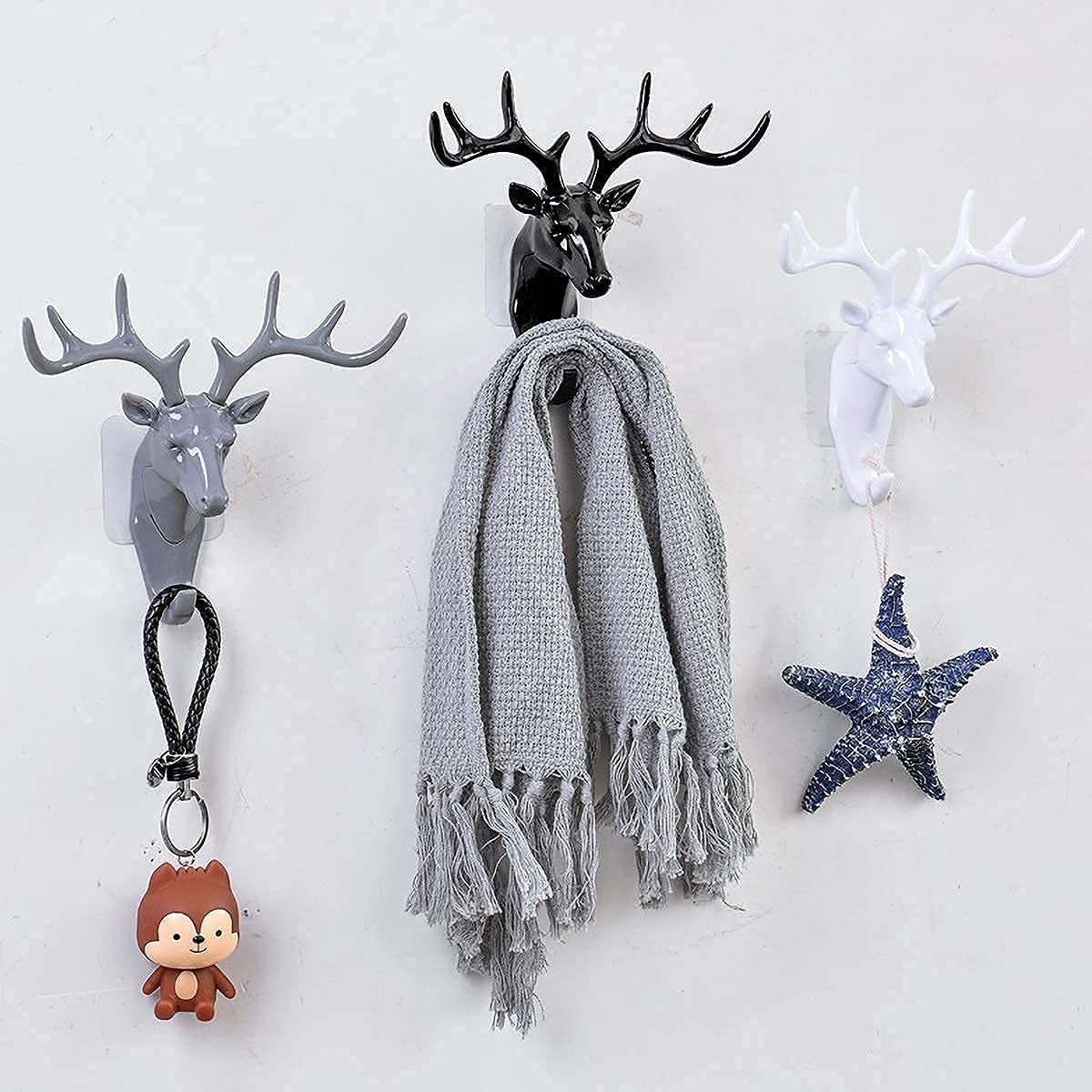 Hanging Hook- Self Adhesive Deer Head Hanging Hook (Pack of 2)